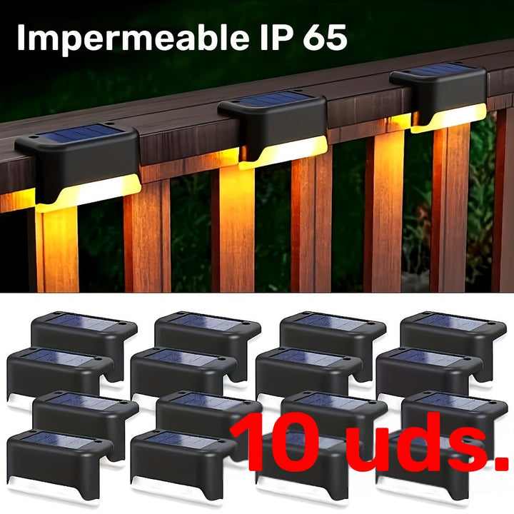Juego de 10 luces solares LED para exteriores, ahorro de energía, sensor automático, fácil instalación, para patio y caminos