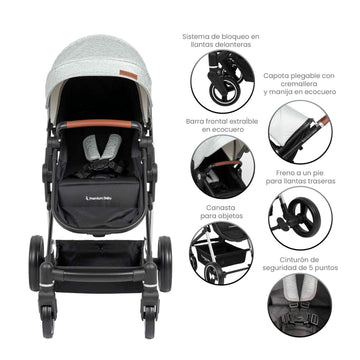 COCHE TIPO CUNA ASTON PREMIUM BABY GRIS