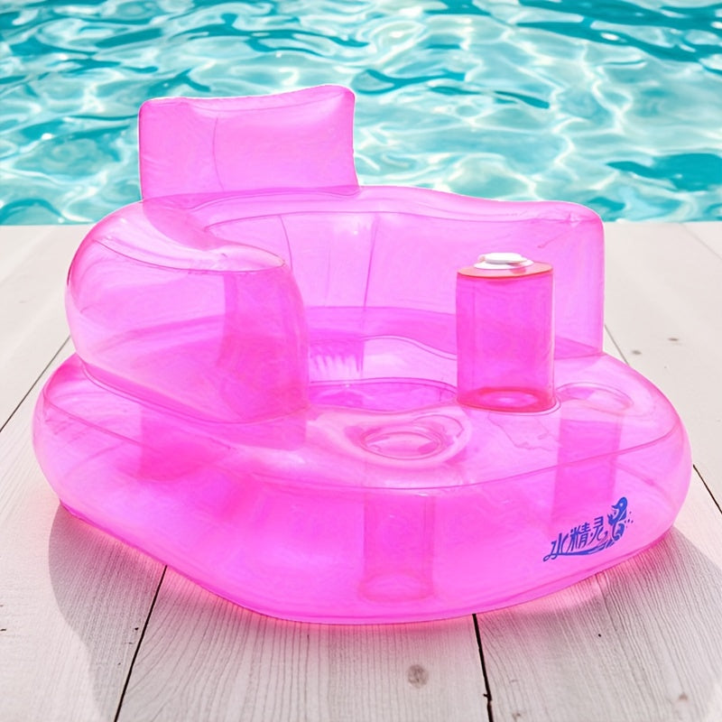 1pc Silla de Estudio Inflable Portátil con Bomba de Aire Incorporada, Diseño Ergonómico, Material Grueso y Duradero de PVC, Rosa y Azul, Multifunción para Baño, Camping, Piscina y Playa