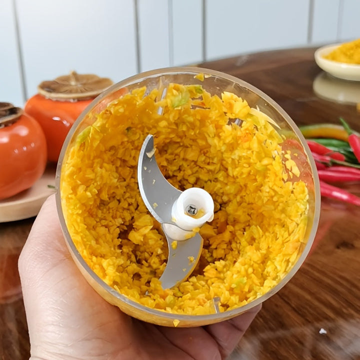 Procesador de Alimentos Mini USB Compacto de 400ml - Picadora Eléctrica de Ajo y Verduras, Cebolla, Jengibre, Chile, Frutas, Trituradora de Carne con Batería de Litio Recargable - Licuadora de Cocina Portátil para Preparación Rápida de Alimentos