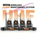 Sistema de monitoreo inalámbrico UHF AR2090-4 de LBMGM, con 4 unidades de cuerpo, 16 canales ajustables, rango de señal de 165 pies, para bandas, músicos y espectáculos de teatro.