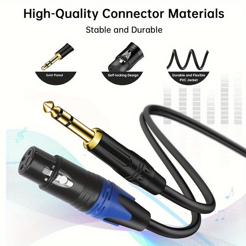 Cable XLR hembra de 3 pines a jack estéreo TRS de 6.35 mm de 1/4 de pulgada, adaptador para micrófono de condensador de altavoz, mezclador de guitarra AMP Eid Al-Adha Mubarak