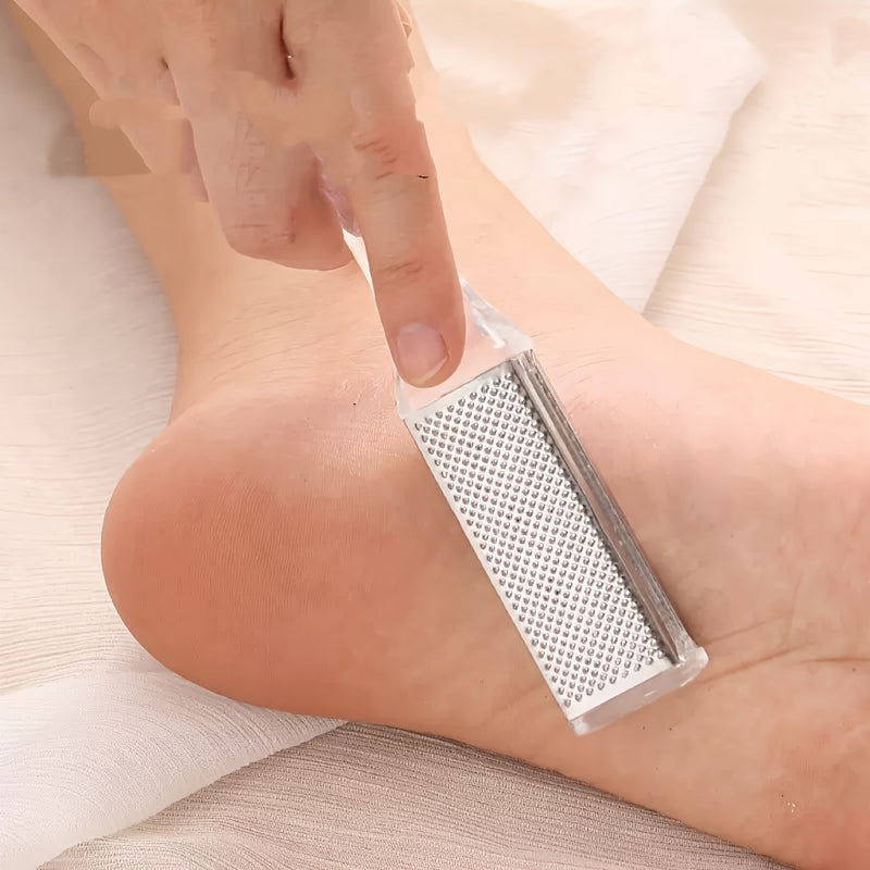 Limpiador de Pies de Acero Inoxidable Resistente - Exfoliante para Pedicura, Talones y Dedos Muertos en Color Beige Claro - Herramienta Manual para Cuidado del Pie en Casa o Salón, Fácil de Limpiar, Diseño Ergonómico y Construcción Duradera