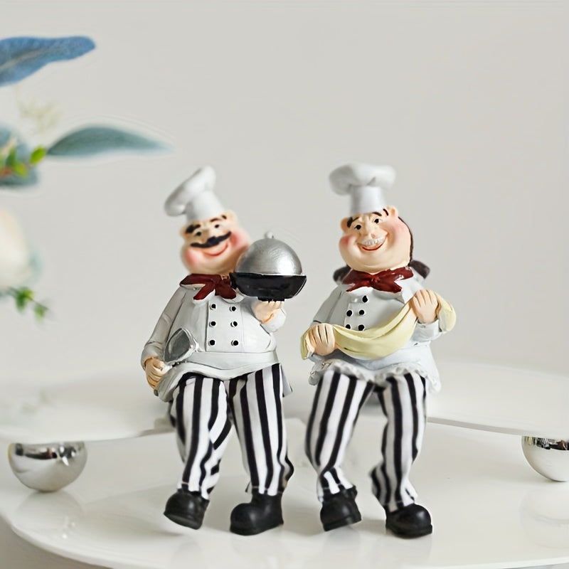 Juego de 2 piezas de decoración con resina para chef en pareja - Decoración moderna para el hogar, restaurante occidental y pastelería, tema creativo para cocina y café, regalos originales