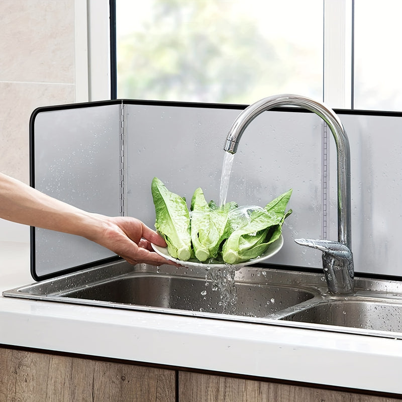 Protector de Cocina Plegable Doble Cara de Acero Inoxidable Resistente - Antigrasa con Superficie Antiadherente, Diseño Ahorrador de Espacio y Bordes de Goma Fáciles de Limpiar - Para Estufas a Gas/Eléctricas, Montaje en Pared o Encimera - Ideal para Coc