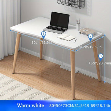 Escritorio Moderno Escandinavo para Oficina en Casa, Patas de Madera Maciza, Estructura Base de Madera Duradera, Tipo Madera Dura, No Eléctrico, Adecuado para Varios Tipos de Habitaciones