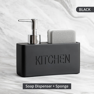 Dispensador de jabón multifuncional, botella de loción con portaesponja, dispensador de jabón líquido para baño, botella recargable práctica para lavabo, accesorios de baño