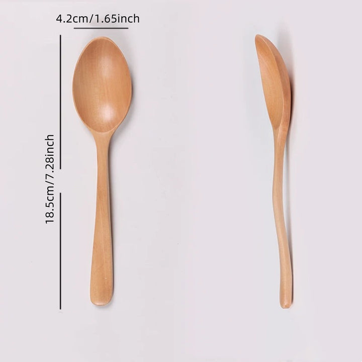 1pc Cuchara de Madera de Haya - Cuchara de Madera Maciza para Mezclar, Postres, Sopa, Fideos, Ensalada, Fruta, Gachas para Uso Doméstico y de Camping, Cubiertos de Camping|Cuchara de Madera Pulida|Cuchara con Acabado Suave