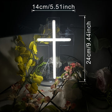 1 pieza de luz de neón de la cruz de Jesús, luz de neón LED para decoración del hogar, decoración de pared blanca, Navidad, Año Nuevo, boda, letrero de fiesta de cumpleaños, decoración de Pascua.