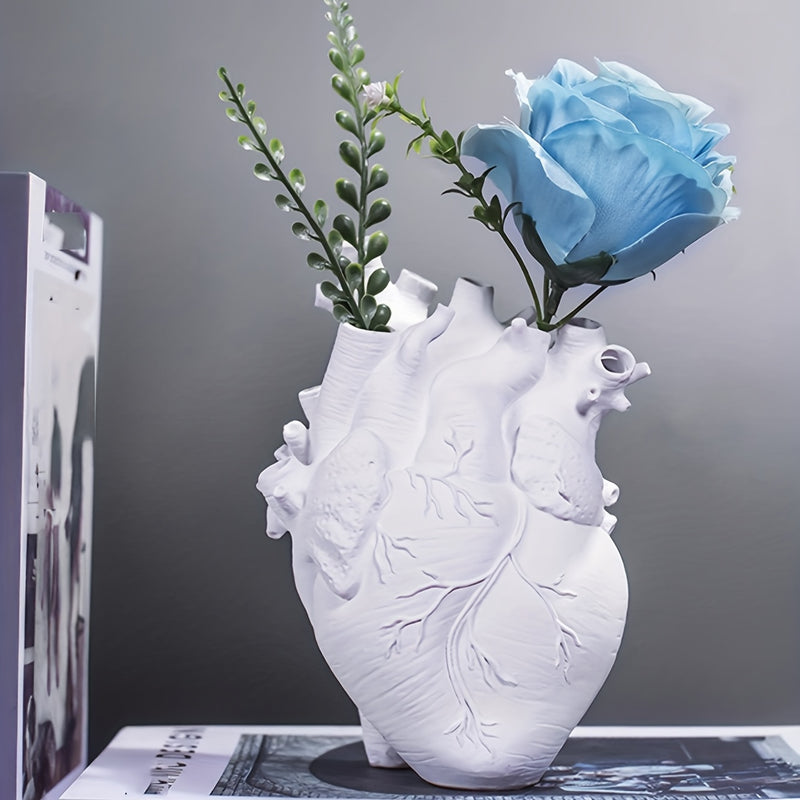 1pc Adornos de resina en forma de corazón, para escritorios y salas de estar, incluyendo jarrones de flores y arreglos de flores secas para mesas de comedor, jarrones de flores de resina para escritorios