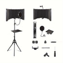 Cabina de aislamiento de micrófono GELELEAFMIC Studio con trípode ajustable de altura, filtro de espuma de alta densidad, pantalla antiviento plegable para micrófonos dinámicos y de condensador, para grabación, podcasting, transmisión en vivo, canto, toc