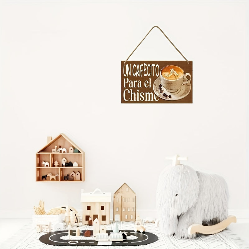 [Portátil Madera Decoración de Café] Cartel Colgante Portátil de Madera - Decoración de Café y Salón de Té Estilo Europeo Chic - No Necesita Energía, Sin Plumas, Decoración Moderna para el Hogar