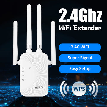 Amplificador de Señal WiFi OEKE con 4 Antenas, Red Inalámbrica Dual Mode, Ampliador de Cobertura WiFi Compatible con Router/Computadora/Laptop, para Hogar/Oficina/Café/Tienda - Blanco, Mejora de Conexión Inalámbrica en Casa o Cafetería, Dispositivo Moder