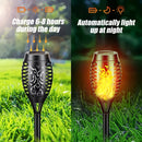 8 luces antorchas solares con efecto de llama parpadeante - Lámparas decorativas de llama simulada cálida para jardín, césped, camping y iluminación ambiental exterior, antorcha para jardín | Efecto de llama parpadeante | Cuerpo de plástico duradero, luc
