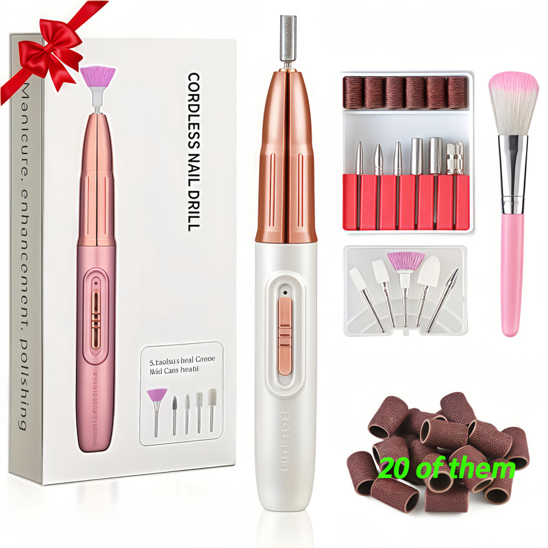 Kit Profesional de Taladro Eléctrico para Uñas Recargable y Portátil con Lima, Herramientas de Pulido para Manicura