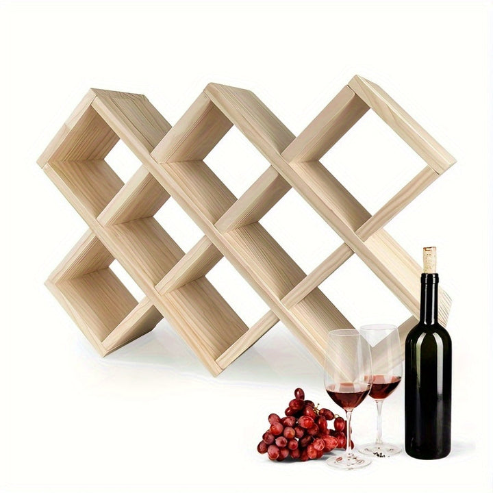 10 piezas de estantería para vino, estantería de almacenamiento de vino rojo simple de madera sólida, estantería de almacenamiento de botellas, estantería de almacenamiento de botellas de cocina