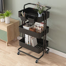 Carrito organizador rodante de 3 o 4 niveles con ruedas, estructura resistente de plástico y metal, acabado negro, organizador móvil para cocina, baño o lavandería, carrito multiusos que ahorra espacio, solución de almacenamiento elegante, contenedores d