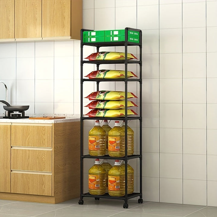 Estante de Almacenamiento Multifuncional de 6 Niveles con Ruedas para Cocina - Montaje Fácil, Organizador que Ahorra Espacio para Cocina, Baño y Sala de Estar - Construcción Metálica Duradera