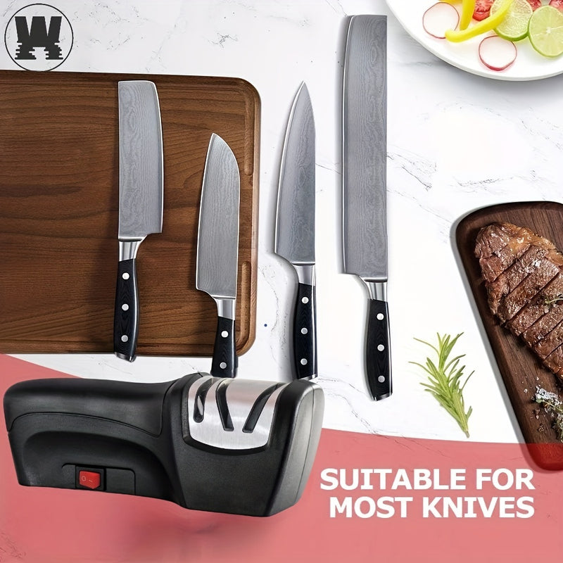 WANVOAPLS Afilador Eléctrico Profesional de Cuchillos 20 Grados, 2 Etapas para Afilar y Pulir en Cocina, Accesorios de Cocina