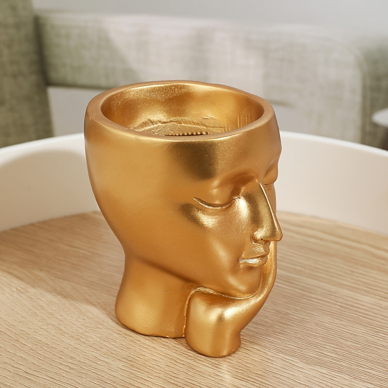 Maceta de Flor de Resina Pensador Dorado - Decoración Única para Jardinería Interior y Exterior en Hogar y Oficina, No Necesita Electricidad, Material de Resina Duradero, Versátil para Varios Tipos de Habitaciones
