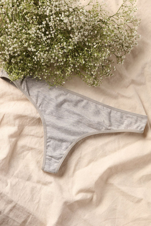 Panty tanga de algodón ajuste perfecto - Gris