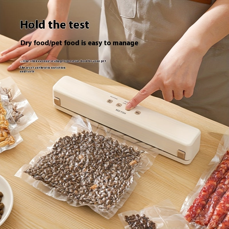 Selladora al Vacío Automática de Carga USB para Conservar la Frescura de Alimentos Pequeños, Adecuada para Envasar Pescado, Verduras y Frutas | Electrodoméstico Moderno con Estructura de Plástico Duradero