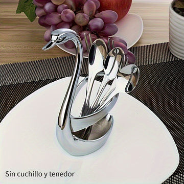 Soporte para cubiertos en forma de cisne elegante de acero inoxidable 304, 1 pieza - Diseño elegante, no incluye tenedor ni cuchara, ideal para decoración del hogar, mesa de café, hotel y fiestas