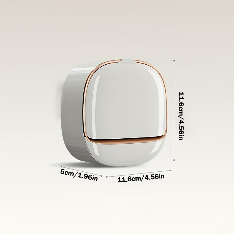 Dispensador de Jabón de Pared 1pc con Drenaje, Instalación Sin Taladro, Diseño Rectangular de Plástico en Verde/Blanco o Blanco/Dorado Rosa, Perfecto para Baño, Cocina y Almacenamiento de Fregadero