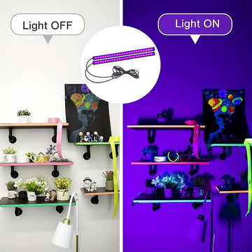 Tira de LED de luz negra UV, 1 metro de aleación de aluminio metálico, alimentada por USB, voltaje de funcionamiento de 5 V, fuente de luz LED para decoración, no requiere batería - Ideal para Halloween, Navidad, fiesta de cumpleaños, pintura corporal, c