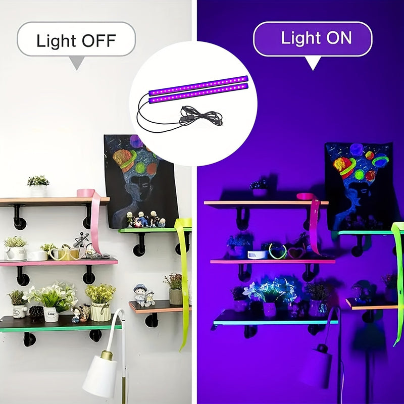 Tira de LED de luz negra UV, 1 metro de aleación de aluminio metálico, alimentada por USB, voltaje de funcionamiento de 5 V, fuente de luz LED para decoración, no requiere batería - Ideal para Halloween, Navidad, fiesta de cumpleaños, pintura corporal, c