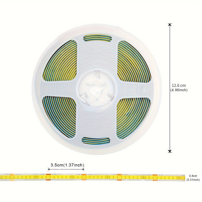 Barra de Luz Flexibles COB de 12V - Ultrabrillante, Duradera, Fácil Instalación para Dormitorio, Cocina, Escaleras y Decoración del Hogar, Luz LED Blanca Natural/Cálida/Fria, Opciones de 99.97/499.87cm