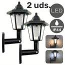 2 piezas Luces solares hexagonales al aire libre LED Sconce Led Lámpara de pared Linterna retro Jardín Decoración Farola solar de calle al aire libre