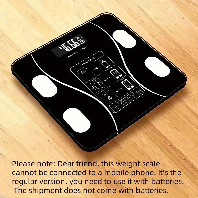Báscula digital para baño en negro elegante con pantalla de temperatura, medición de peso precisa, funciona con pilas, pantalla LCD fácil de leer, diseño compacto para uso en el hogar y el baño