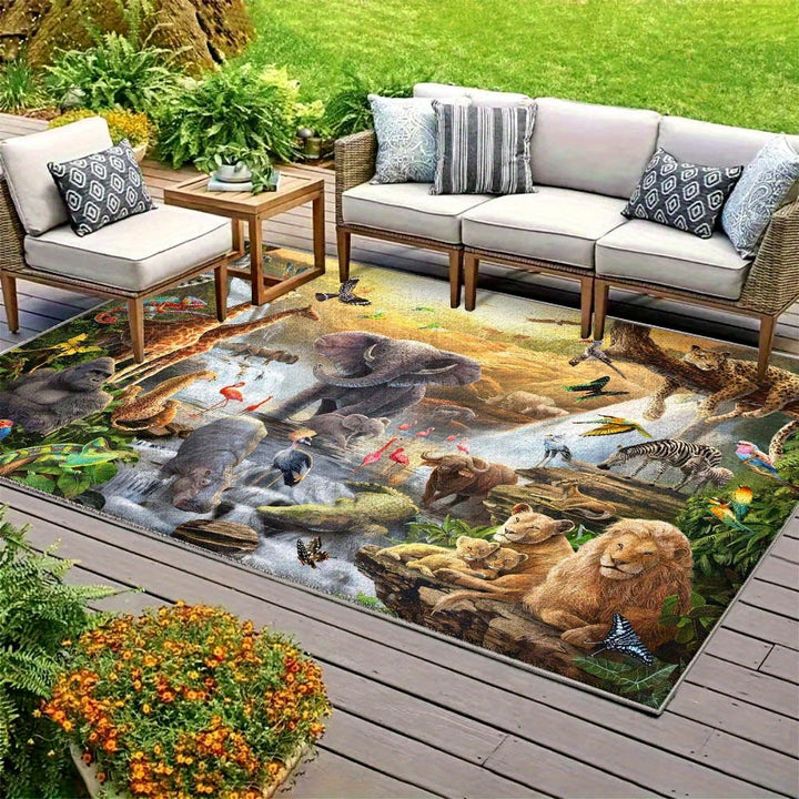 Alfombra de Lujo SevenDeer para Interior/Exterior - Base Antideslizante, Alfombra Resistente para Áreas Grandes en RV, Caravana, Patio o Sala - Lavable a Máquina con Base Antideslizante - Disponible en Tamaños Grandes (1.8m+, 2.16m²+) - Decoración Modern