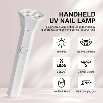 Linterna Relajante de Manicura Portátil con 6 Bombillas LED, Lámpara para Curar Esmalte en Casa