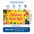 Luz de puerta 2D, 1 pieza, banner de puerta festivo de Noche de Cine de Navidad - Diseño vibrante de Papá Noel, galletas de jengibre y palomitas, poliéster duradero, perfecto para decoraciones navideñas, uso interior y exterior, decoraciones navideñas