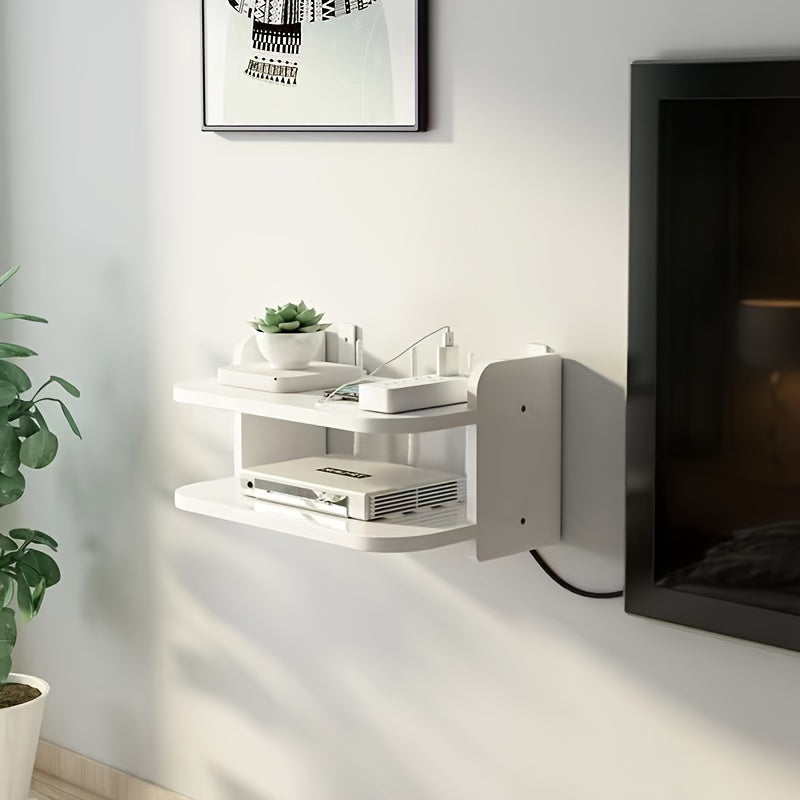 Estantería de Montaje en Pared para Ahorrar Espacio, 1 pieza, Material PP, Organizador sin Taladro para Enrutador y Decodificador de TV, Solución de Almacenamiento Utilitario Sin Carga