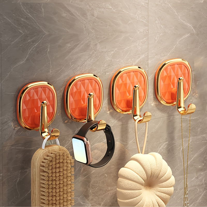 4 piezas de ganchos pegajosos de colores texturizados elegantes - Fáciles de instalar, sin taladro, colgadores de pared para ropa, toallas, batas - Accesorios modernos para baño para decoración del hogar, decoración de baño