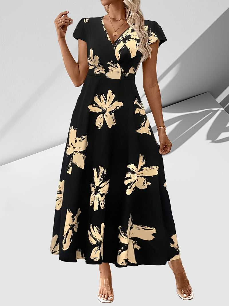 Vestido con escote en V profundo y corte en la cintura