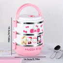 1pc Fiambrera de Tres Capas Hello Kitty, Caja Bento Aislada y Dividida, Vajilla Portátil para Oficina, Escuela y Picnics al Aire Libre