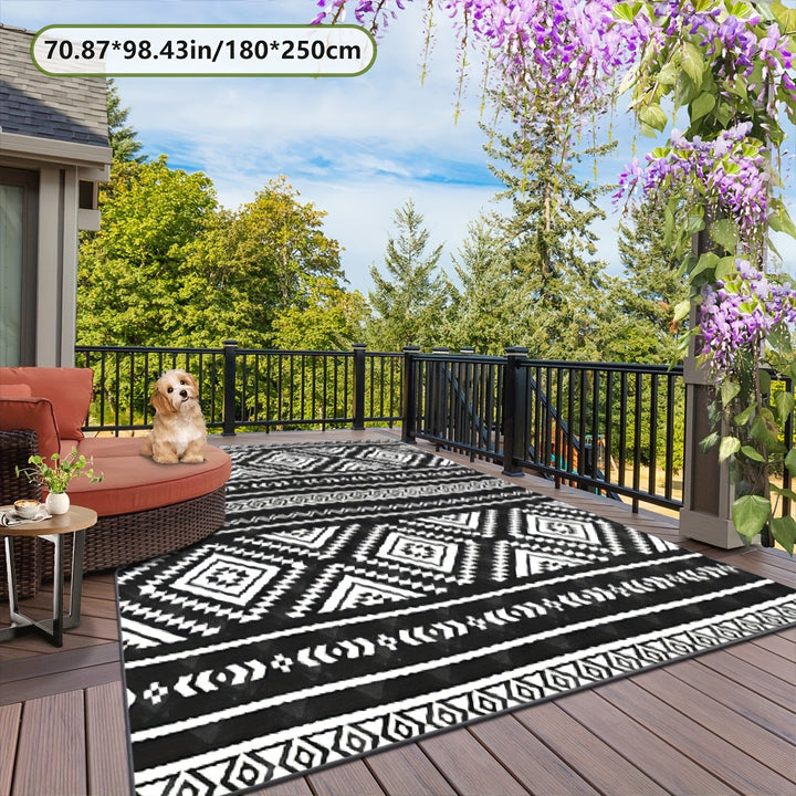Estampado digital 2D plano con patrón geométrico, alfombra decorativa de estilo moderno, alfombra interior de RV, alfombra de tienda, alfombra de patio, alfombra de bienvenida, alfombra de camping, adecuada para camping al aire libre, senderismo, viajes