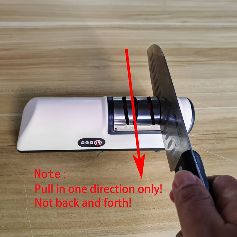 Afilador Eléctrico Profesional Recargable por USB, Herramienta de Afilado Recto a 20 Grados para Cuchillos de Cocina y Pulido, Adecuado para Cuchillos de Chef, Hojas de Rebanar, Cuchillos Santoku, Cleavers, Cuchillos Cerámicos