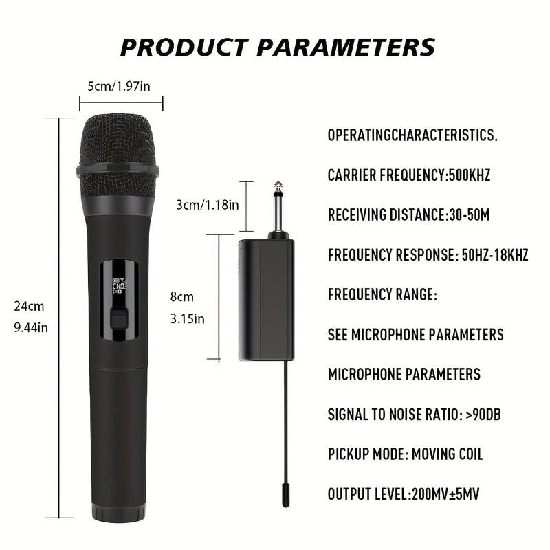 1pc LMBGM Sistema de micrófono inalámbrico para karaoke, micrófono de mano recargable por USB con anti-aullido, conector de 6,35 mm, patrón polar unidireccional, recepción estable de largo alcance, indicador de batería, batería de litio de 800 mAh - Idea
