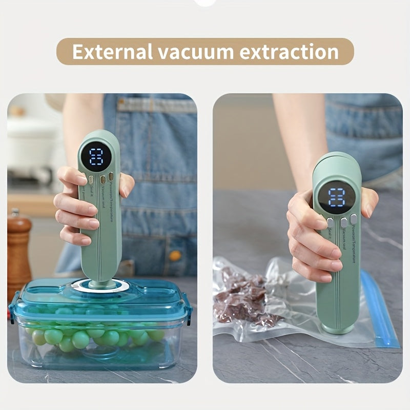 Sellador al Vacío Eléctrico Inteligente Recargable por USB con Batería de Gran Capacidad de 1200mAh - Sistema Automático de Conservación de Alimentos, Pantalla Digital y Múltiples Modos de Sellado para la Mejor Frescura, Ideal para Uso en Cocina Doméstic