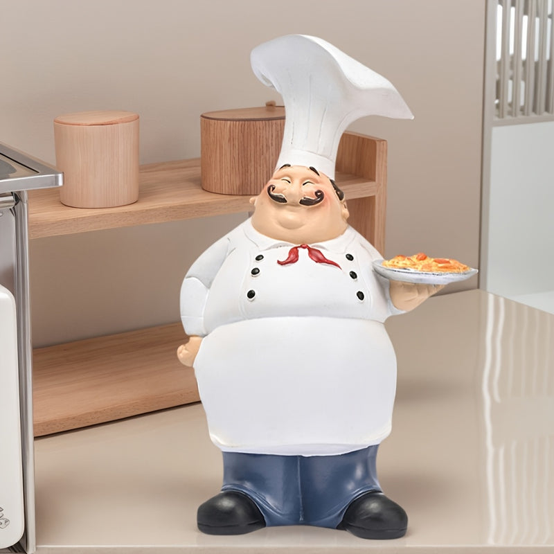 1pc Estatuilla de Bandeja de Pizza al Estilo Europeo para Chef Profesional, Decoración para Cocina y Comedor, Adorno para Hogar o Dormitorio, Recuerdo de Navidad y Acción de Gracias