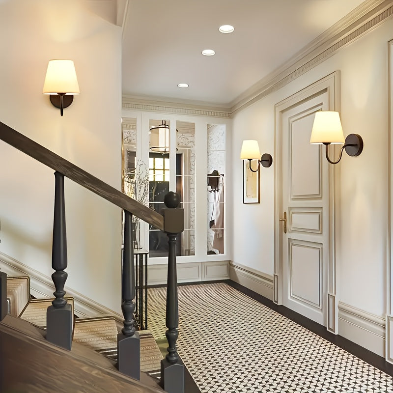 2 lámparas de pared modernas, con fundas de tela sencillas, accesorios desmontables y de hardware, ideales para iluminación en baños, salas de estar, vestidores, villas, restaurantes, bares, dormitorios, cafés y tiendas