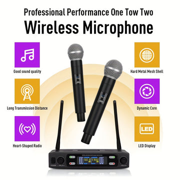 Sistema de micrófonos inalámbricos dual profesional LMBGM con receptor portátil - Conector XLR, control de volumen, ideal para karaoke en casa, presentaciones en vivo y regalos, micrófono inalámbrico portátil | Herramienta de audio versátil | Micrófono d