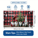2D Banner de Puerta, 1 Pieza, Banner de Puerta de Navidad Festiva con Gnomos y Árboles - Poliéster, Cuadros Rojos y Negros con Copos de Nieve, Perfecto para Decoración de Vacaciones, Bodas y Celebraciones al Aire Libre, Decoraciones de Navidad con Gnomos