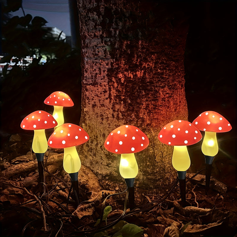Luces de hadas con forma de hongo solares AMILL, 8 modos, decoración para jardín exterior, iluminación de paisaje con hongos rojos y amarillos brillantes para San Valentín, bodas y fiestas navideñas, decoración de hongos