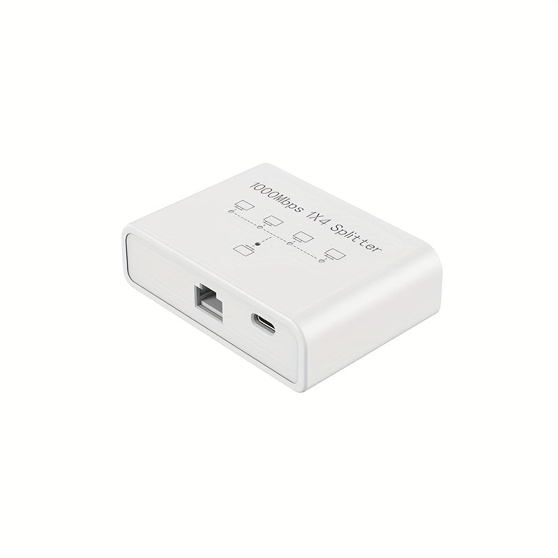 Divisor de red Gigabit Ethernet 1 a 4 - Divisor de red con cable de alimentación USB, adaptador de red de alta velocidad de 1000 Mbps RJ45 para cable Cat 5/5e/6/7/8 [4 dispositivos conectados simultáneamente]